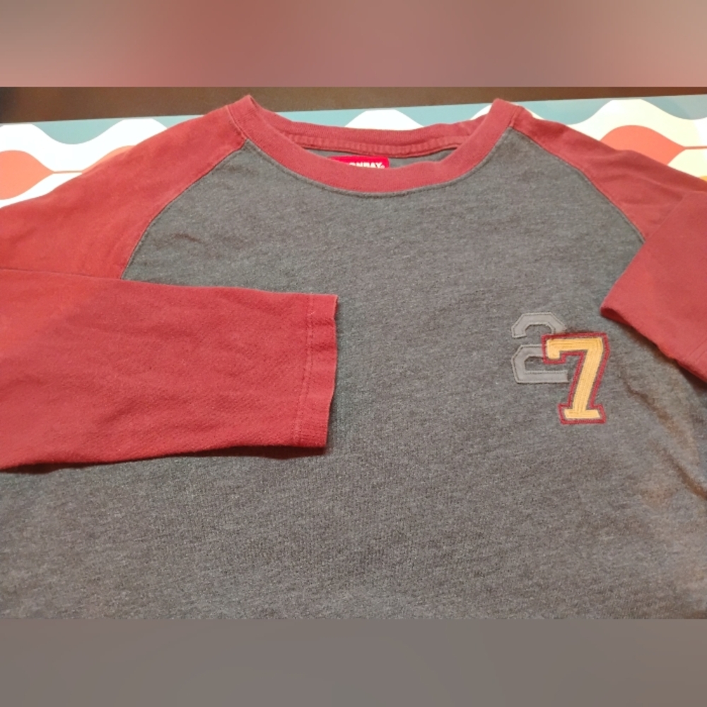 Vtg Unionbay Long Sleeve Crew Neck T Shirt Mens Large Varsity 27 Gray & Red L